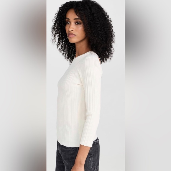 NWT 7 For All Mankind Womens Detailed Back Rib 3/4 Sleeve Top - Picture 3 of 7